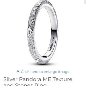 Pandora Silver Textured Pavé Accent Slim Ring